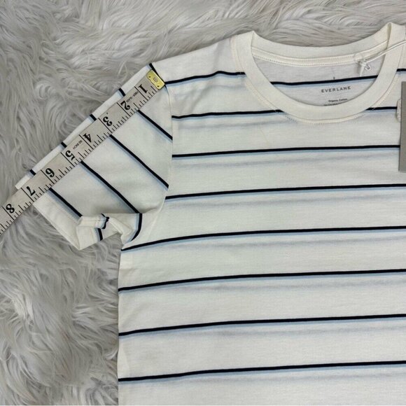 Everlane Women's NWT White Blue Striped The Organic Cotton Crew Neck Tee S/C34 - Picture 13 of 13